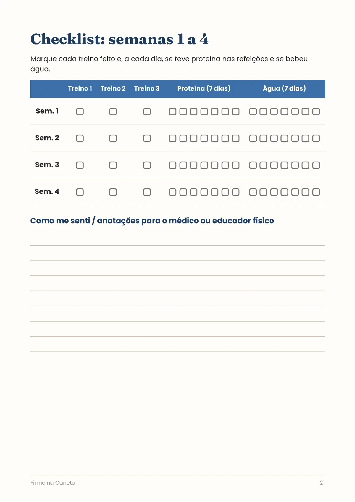 Página real do PDF Firme na Caneta: checklist da semana