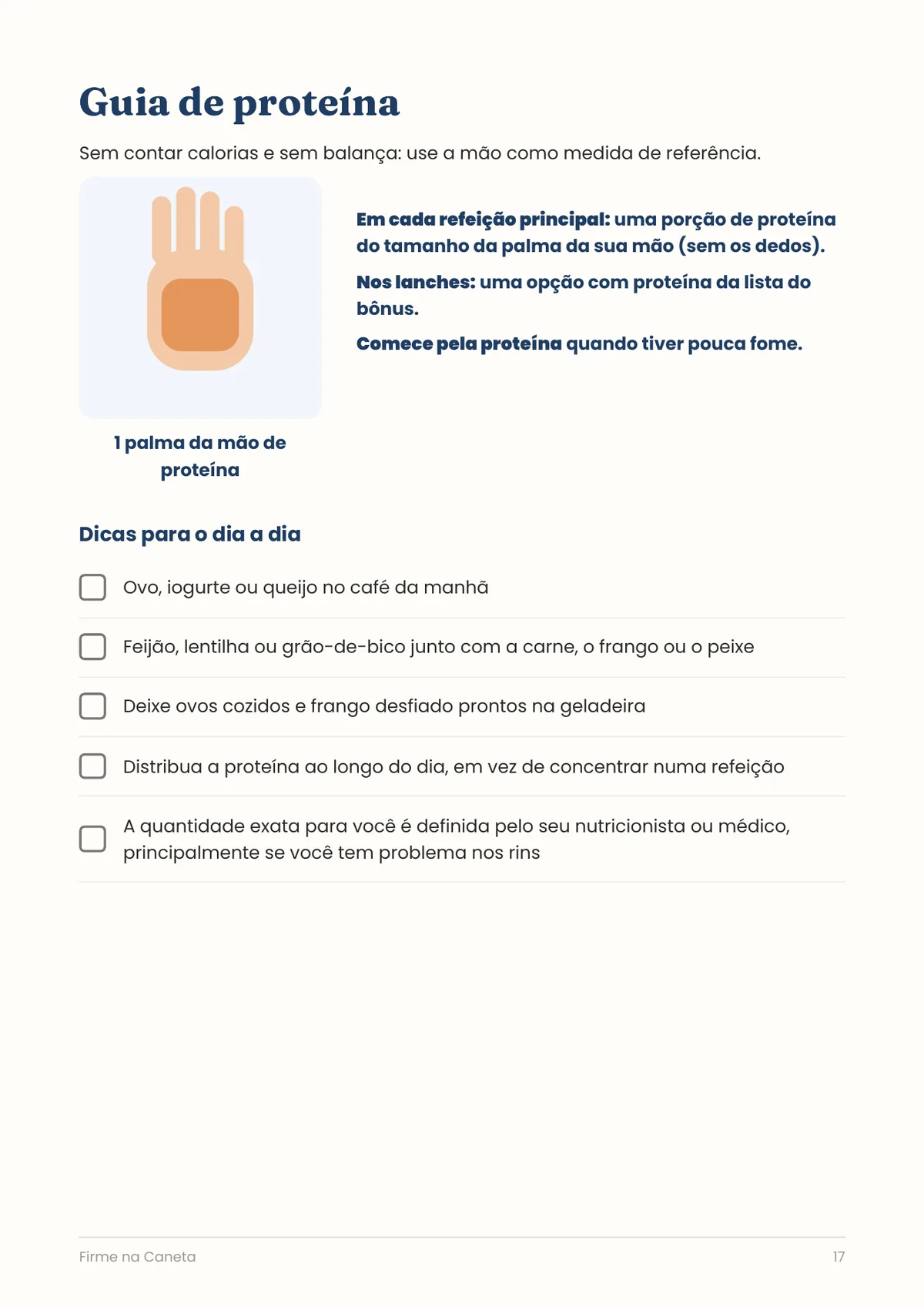 Página real do PDF Firme na Caneta: guia de proteína
